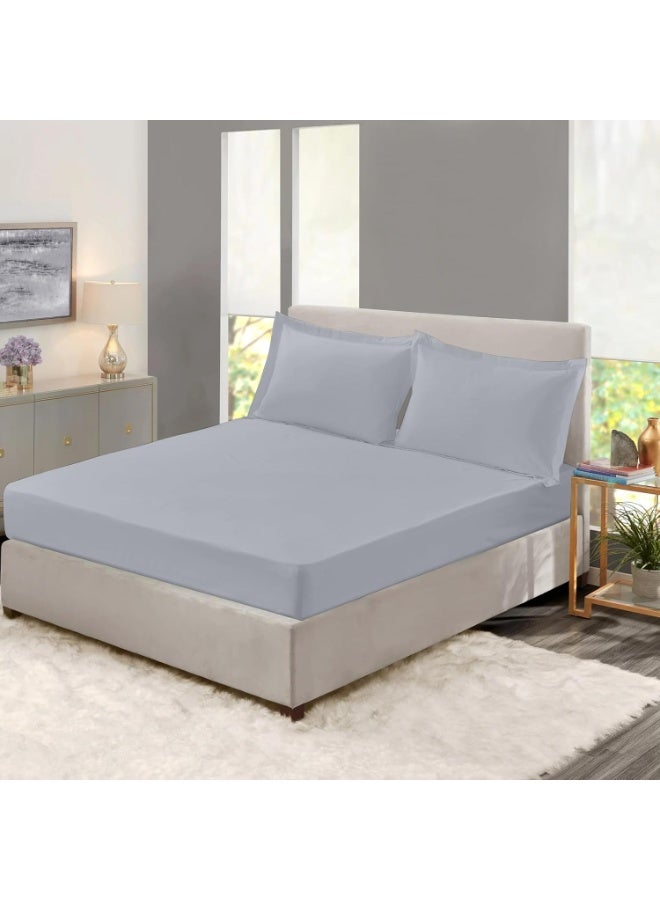 TW Premier Premium Fitted Bed Sheet Set with Oxford Edge Pillowcases | 3-Piece Set | High-Quality 90 GSM Microfiber | 30 cm Deep Pocket - Image 1